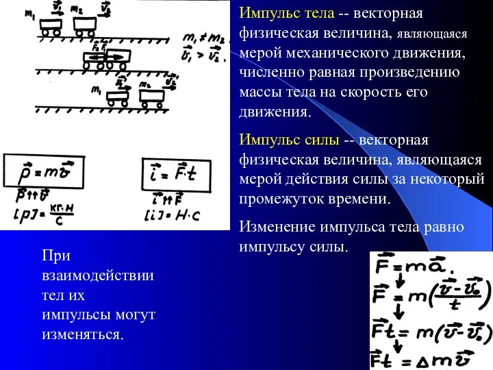 Импульс тела -- векторная физическая величина, являющаяся мерой механического движения, численно равная