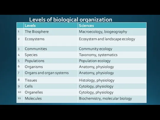 Levels of biological organization
