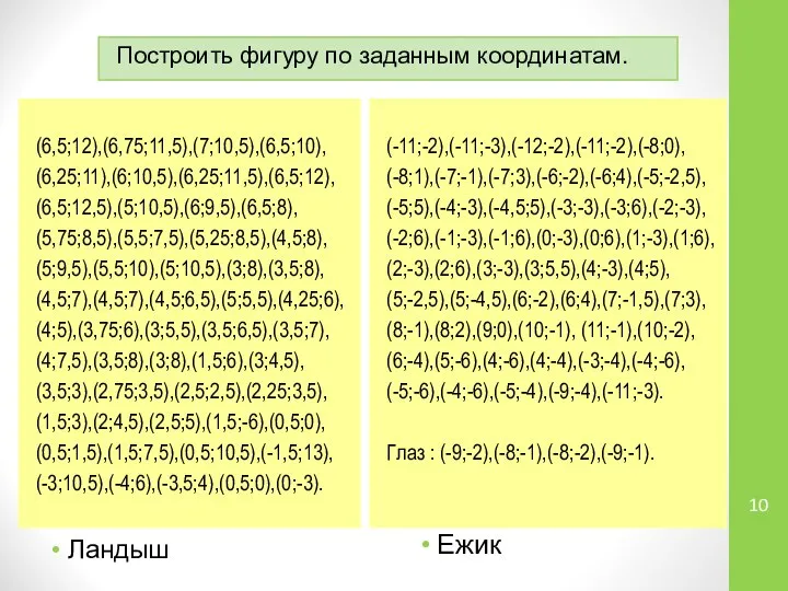 Ландыш Ежик (6,5;12),(6,75;11,5),(7;10,5),(6,5;10), (6,25;11),(6;10,5),(6,25;11,5),(6,5;12), (6,5;12,5),(5;10,5),(6;9,5),(6,5;8), (5,75;8,5),(5,5;7,5),(5,25;8,5),(4,5;8), (5;9,5),(5,5;10),(5;10,5),(3;8),(3,5;8), (4,5;7),(4,5;7),(4,5;6,5),(5;5,5),(4,25;6), (4;5),(3,75;6),(3;5,5),(3,5;6,5),(3,5;7), (4;7,5),(3,5;8),(3;8),(1,5;6),(3;4,5), (3,5;3),(2,75;3,5),(2,5;2,5),(2,25;3,5), (1,5;3),(2;4,5),(2,5;5),(1,5;-6),(0,5;0),