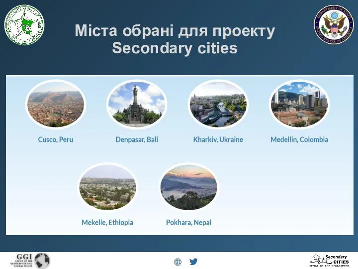 Міста обрані для проекту Secondary cities