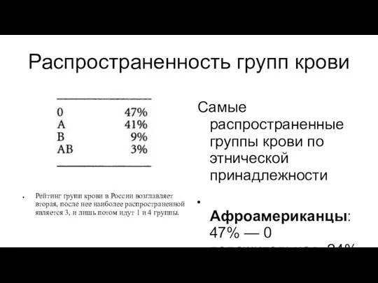 Распространенность групп крови Рейтинг групп крови в России возглавляет вторая, после нее