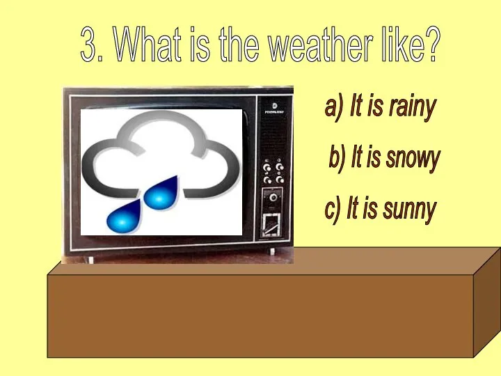 a) It is rainy b) It is snowy c) It is sunny