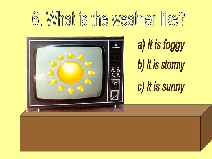 a) It is foggy b) It is stormy c) It is sunny