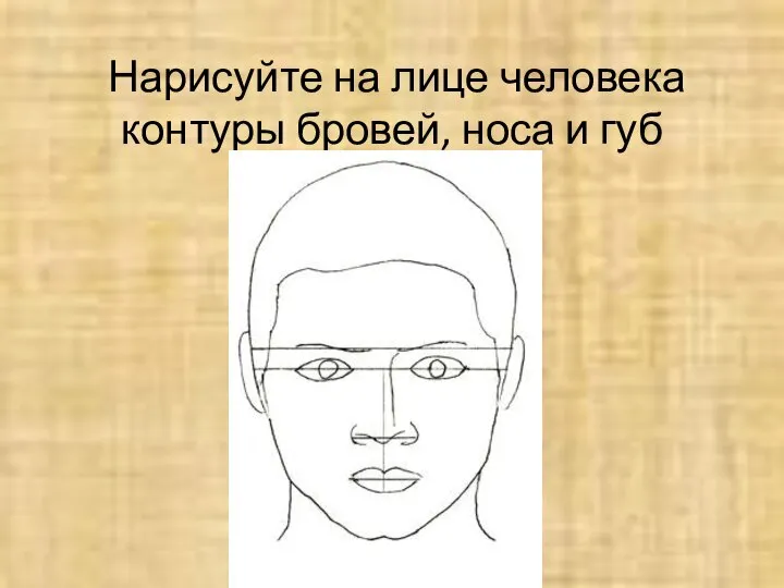 Нарисуйте на лице человека контуры бровей, носа и губ