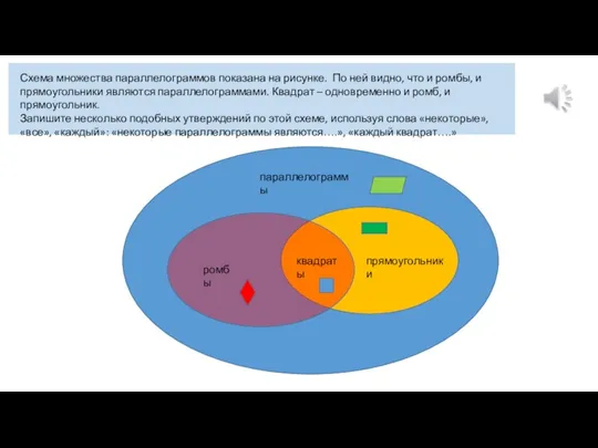 Схема множества параллелограммов показана на рисунке. По ней видно, что и ромбы,
