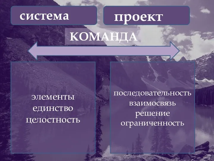 система проект элементы единство целостность последовательность взаимосвязь решение ограниченность КОМАНДА