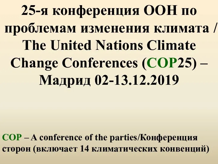 25-я конференция ООН по проблемам изменения климата / The United Nations Climate