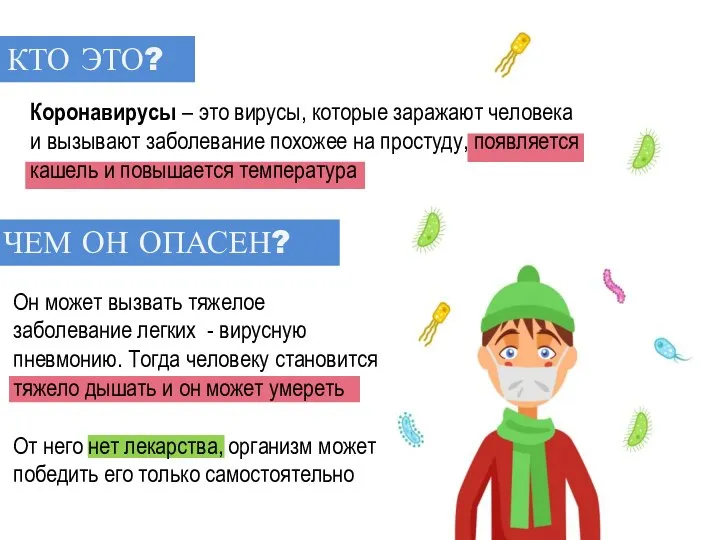 КТО ЭТО? Коронавирусы – это вирусы, которые заражают человека и вызывают заболевание