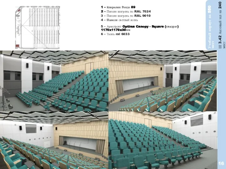 16 Ш 3.42 Актовый зал на 240 мест Учебный корпус на 550