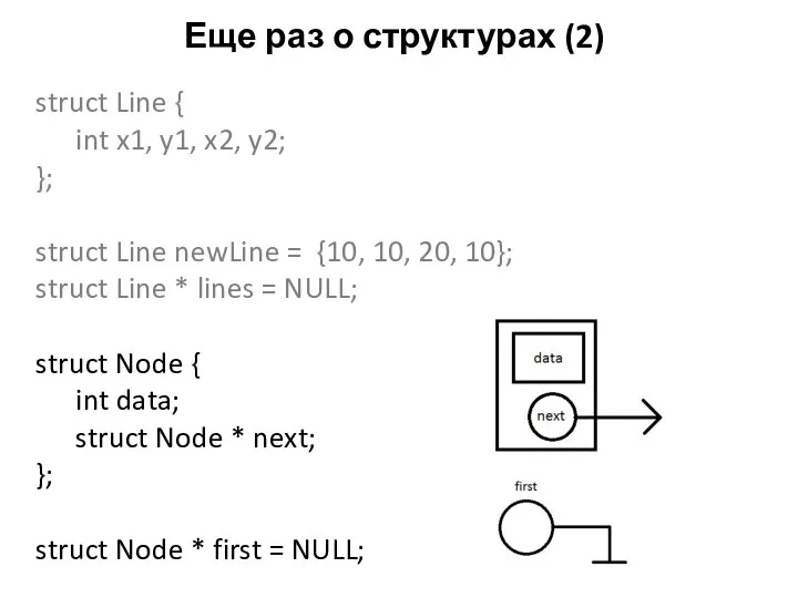 Еще раз о структурах (2) struct Line { int x1, y1, x2,