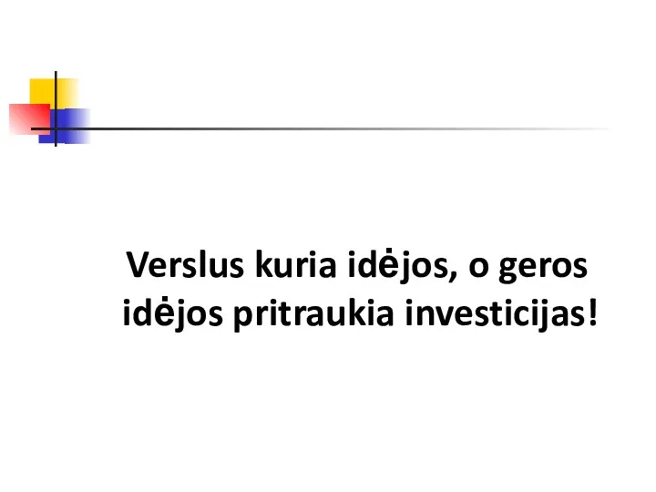 Verslus kuria idėjos, o geros idėjos pritraukia investicijas!