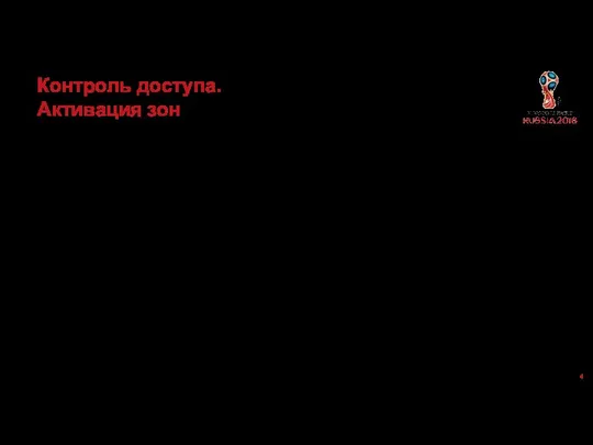 Контроль доступа. Активация зон Все зоны активируются только в день матча за