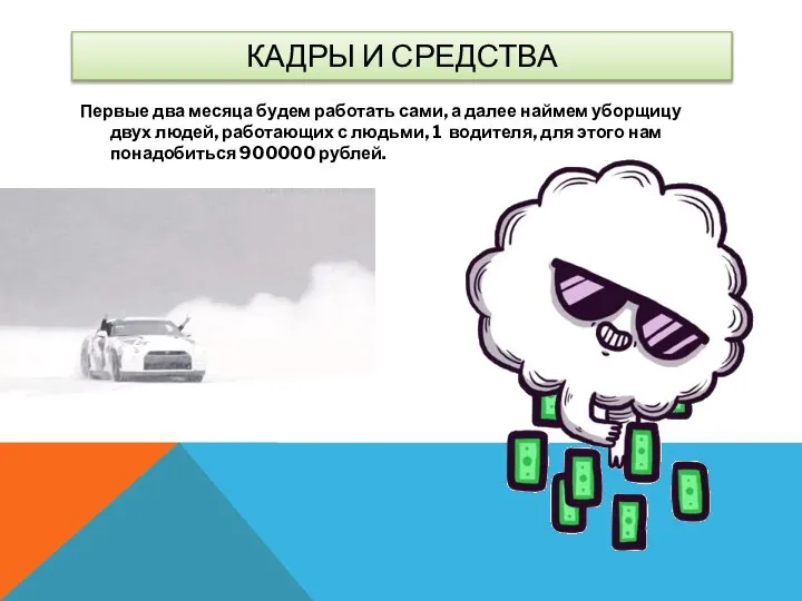 КАДРЫ И СРЕДСТВА Первые два месяца будем работать сами, а далее наймем