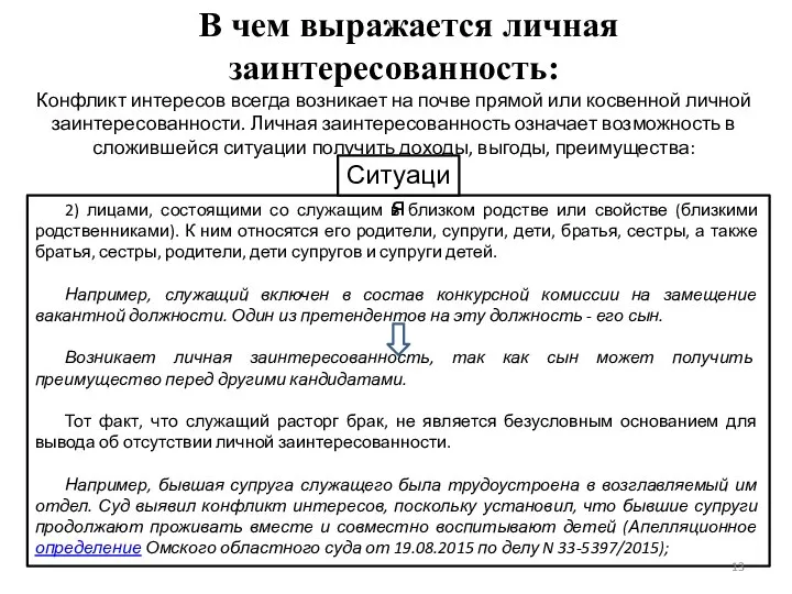 В чем выражается личная заинтересованность: Конфликт интересов всегда возникает на почве прямой