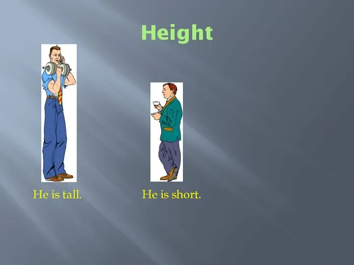 Height He is tall. He is short.