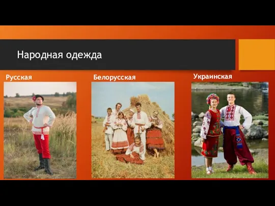 Народная одежда Русская Белорусская Украинская