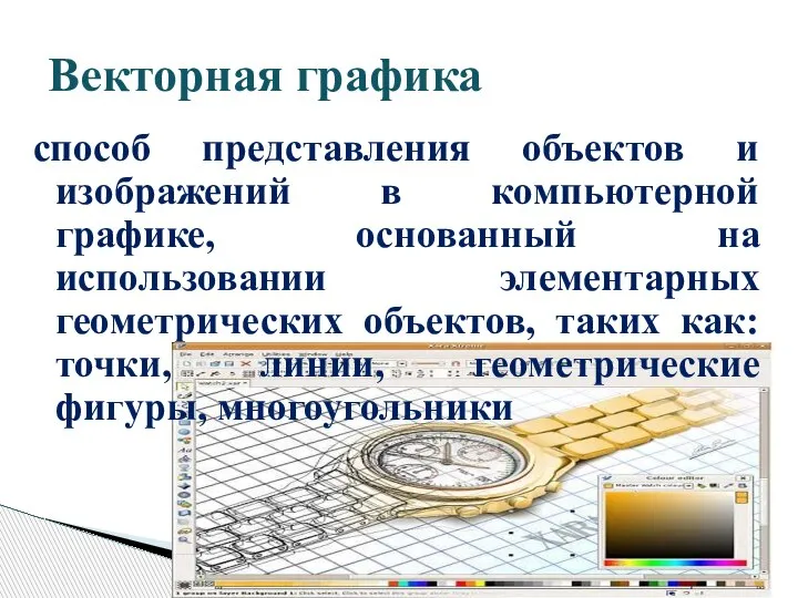 способ представления объектов и изображений в компьютерной графике, основанный на использовании элементарных