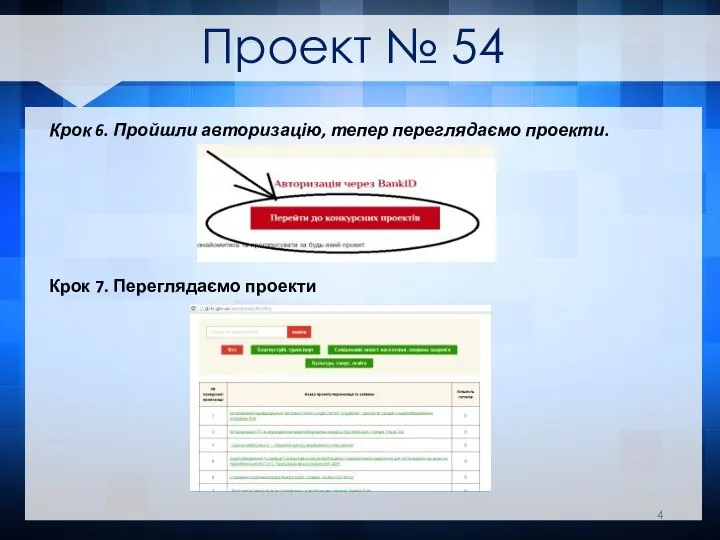 Проект № 54 Крок 6. Пройшли авторизацію, тепер переглядаємо проекти. Крок 7. Переглядаємо проекти