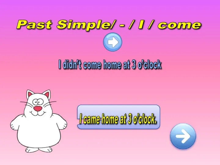 Past Simple/ - / I / come I didn’t come home at