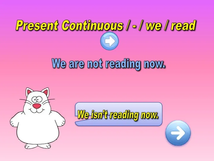 Present Continuous / - / we / read We are not reading