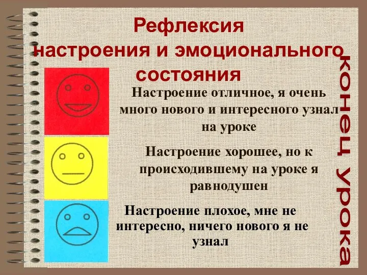 Настроение плохое, мне не интересно, ничего нового я не узнал Рефлексия настроения