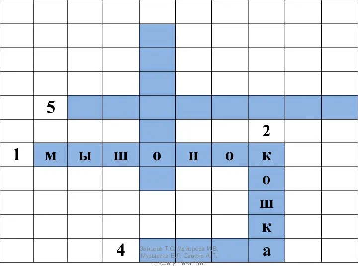 Зайцева Т.С, Майорова И.В, Мурысина Е.Л, Савина А.П, Шафигуллина Г.Ш.