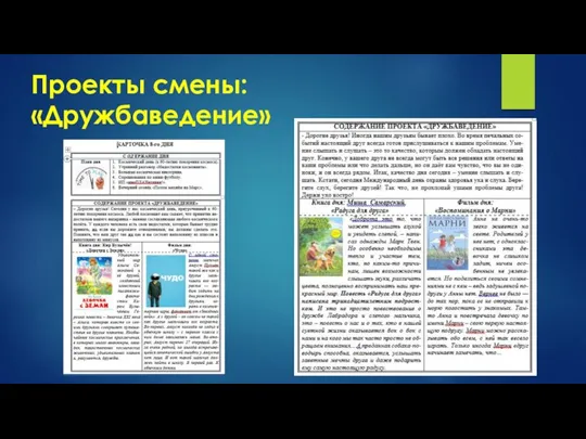 Проекты смены: «Дружбаведение»