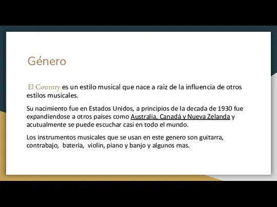 Género El Country es un estilo musical que nace a raiz de