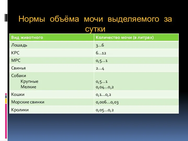 Нормы объёма мочи выделяемого за сутки