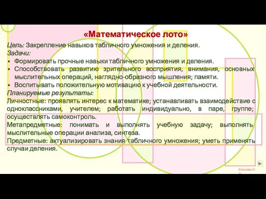 Цель: Закрепление навыков табличного умножения и деления. Задачи: Формировать прочные навыки табличного