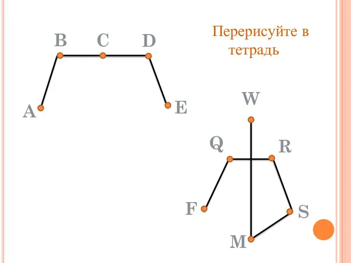 A B C D E W R Q F M S Перерисуйте в тетрадь