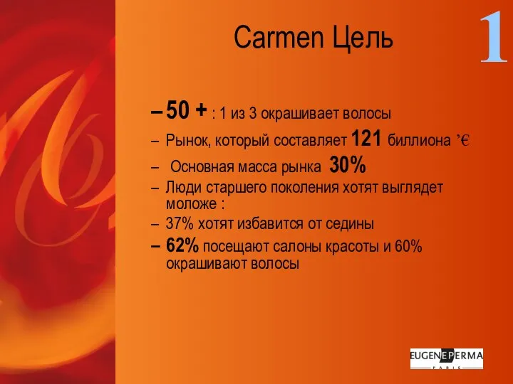 Carmen Цель 50 + : 1 из 3 окрашивает волосы Рынок, который