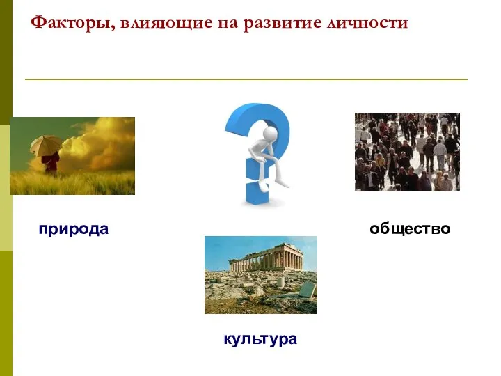Факторы, влияющие на развитие личности природа общество культура