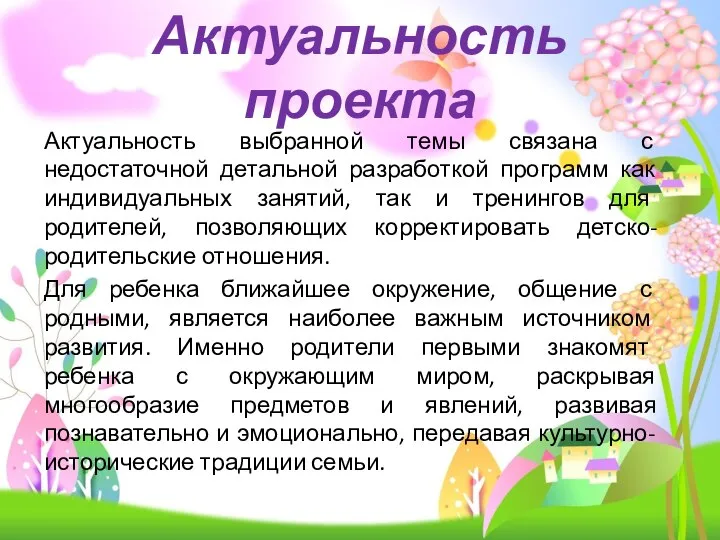 Актуальность выбранной темы связана с недостаточной детальной разработкой программ как индивидуальных занятий,