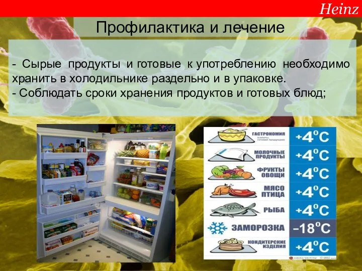 Профилактика и лечение - Сырые продукты и готовые к употреблению необходимо хранить