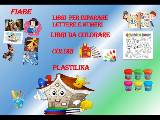 FIABE LIBRI per imparare lettere e numeri Libri da colorare colori PLASTILINA