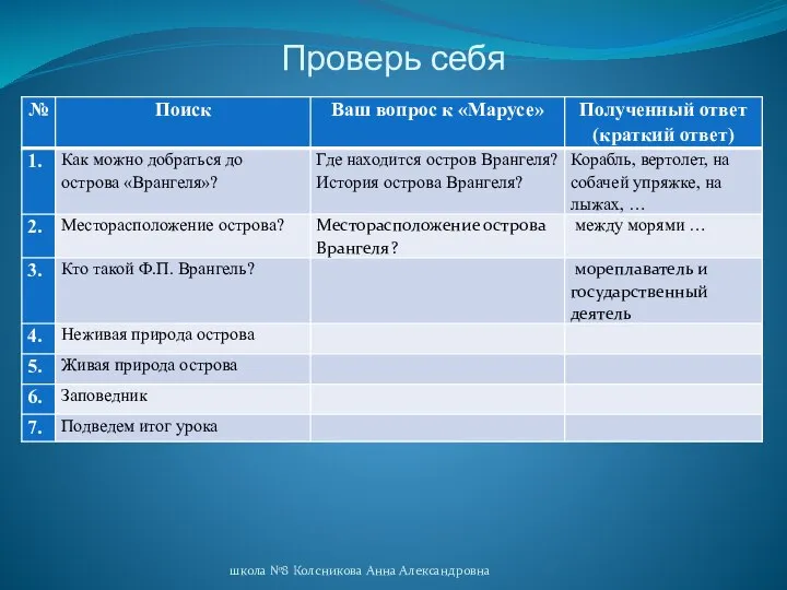 Проверь себя школа №8 Колсникова Анна Александровна