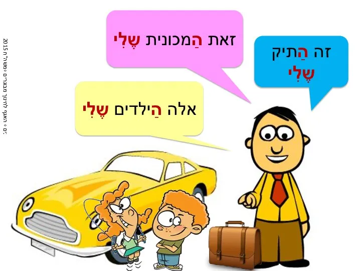 אלה הַילדים שֶלִי זה הַתיק שֶלִי זאת הַמכונית שֶלִי