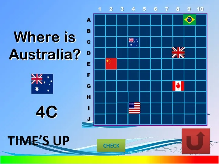 Where is Australia? 4C CHECK TIME’S UP