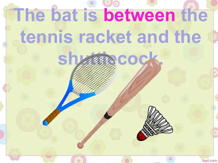 The bat is between the tennis racket and the shuttlecock.