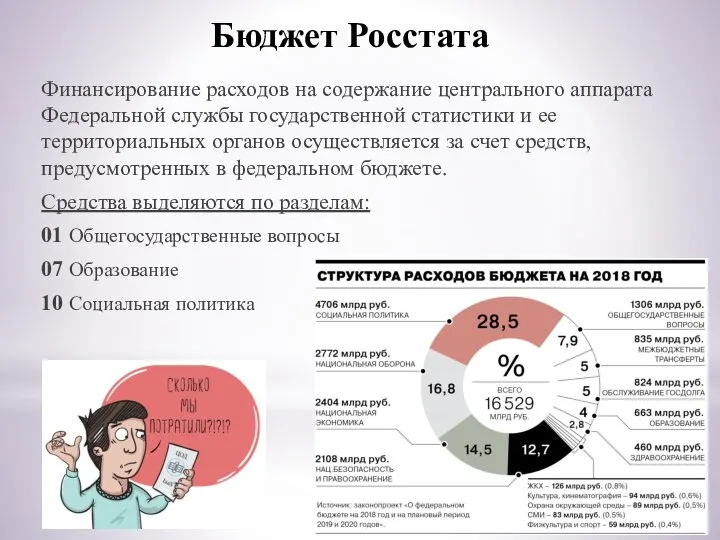 Бюджет Росстата Финансирование расходов на содержание центрального аппарата Федеральной службы государственной статистики