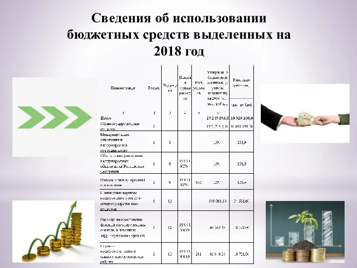 Сведения об использовании бюджетных средств выделенных на 2018 год