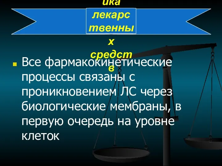 Фармакокинетика лекарственных средств Все фармакокинетические процессы связаны с проникновением ЛС через биологические