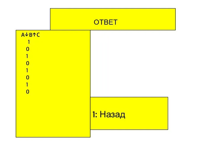 ОТВЕТ A↓B↑C 1 0 1 0 1 0 1 0 1: Назад