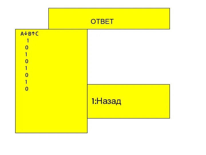 ОТВЕТ A↓B↑C 1 0 1 0 1 0 1 0 1:Назад