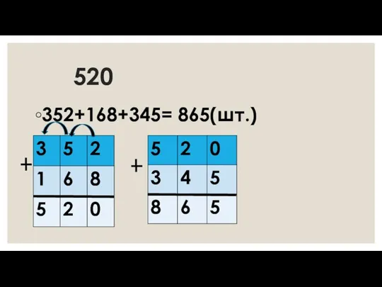 520 352+168+345= 865(шт.)