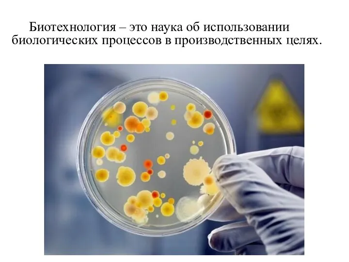 Биотехнология – это наука об использовании биологических процессов в производственных целях.