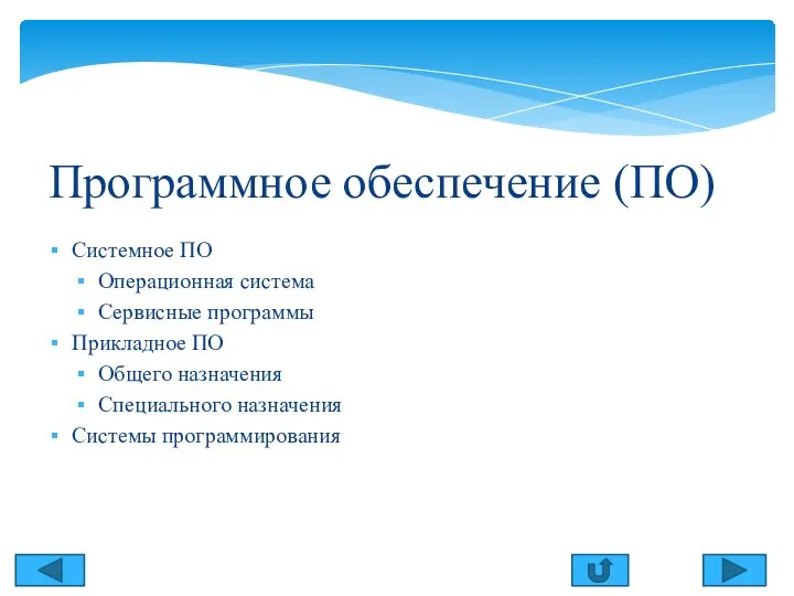 Содержание Программное обеспечение (ПО) Системное ПО Операционная система Сервисные программы Прикладное ПО