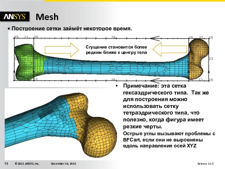 Mesh Построение сетки займёт некоторое время. Примечание: эта сетка гексаэдрического типа. Так