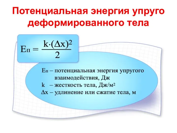 Потенциальная энергия упруго деформированного тела